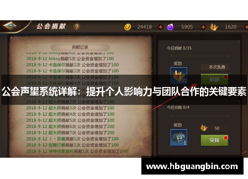 公会声望系统详解：提升个人影响力与团队合作的关键要素